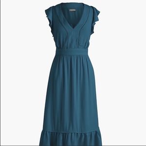 Point Sur for J Crew flutter sleeve dress in deep teal size 6P
